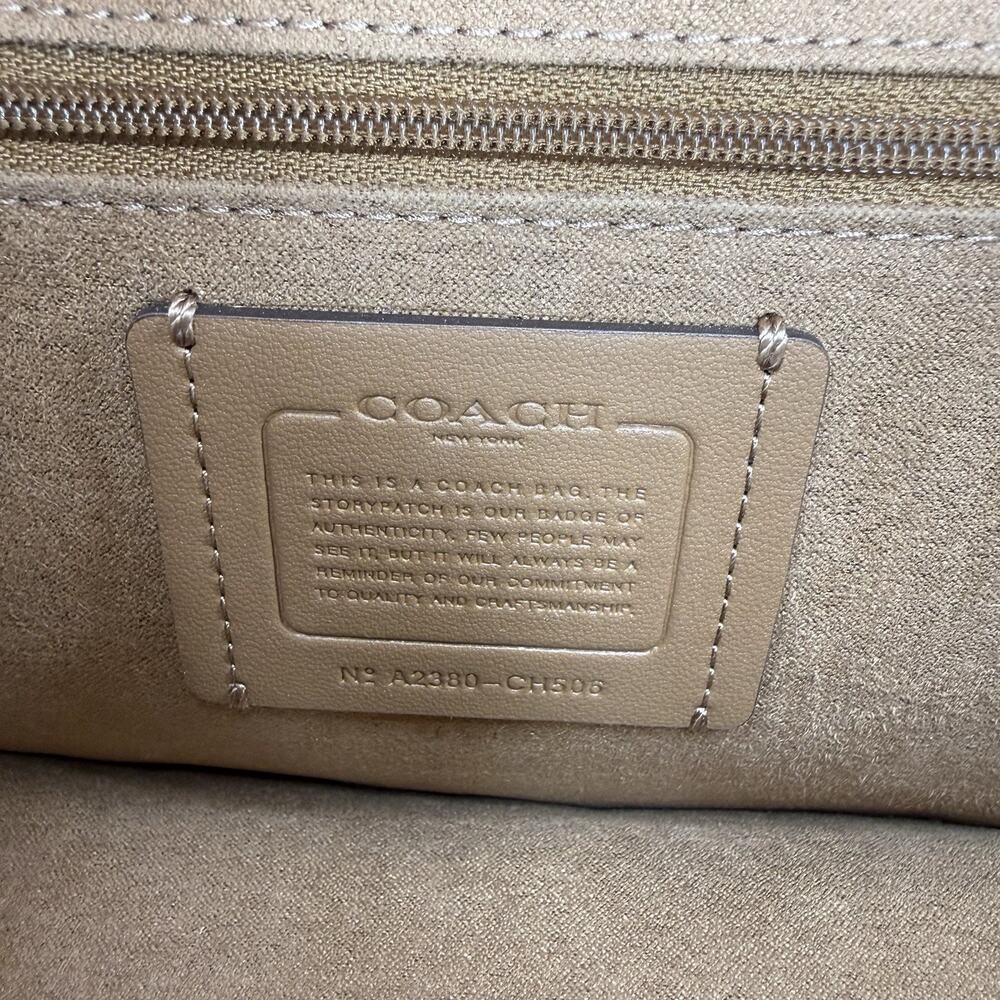 COACH MORGAN SHOULDER BAG IN BLOCKED SIGNATURE CANVAS CH506 Light Khaki Brown - Picture 8 of 10